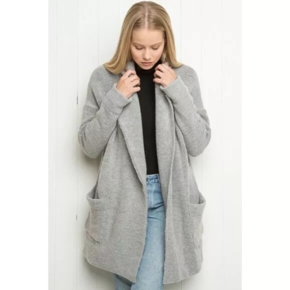 Brandy melville gray wool knit cardi kennedy coat - Picture 2 of 8